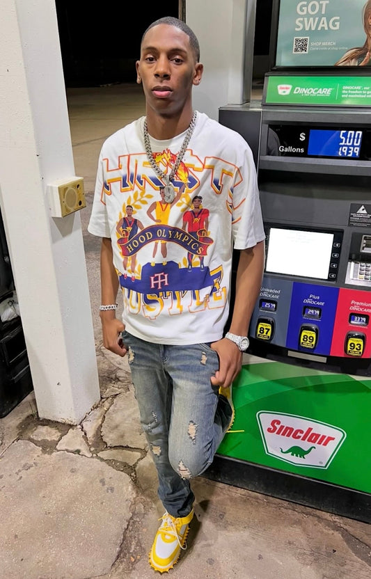 @t99zy Wearing The "Hood Olympics T-Shirt"