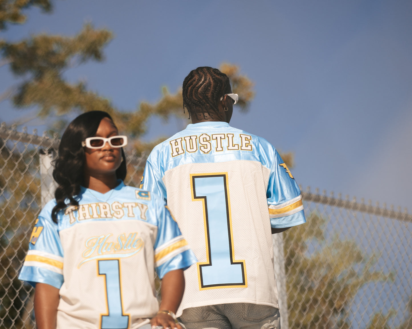 Cream and Columbia Blue Jersey