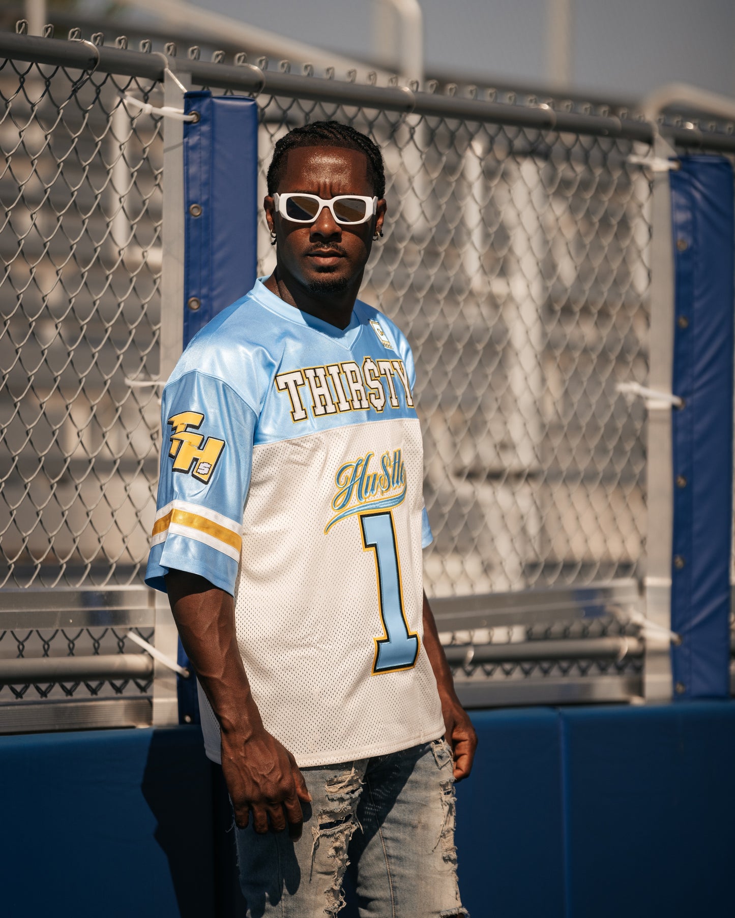 Cream and Columbia Blue Jersey