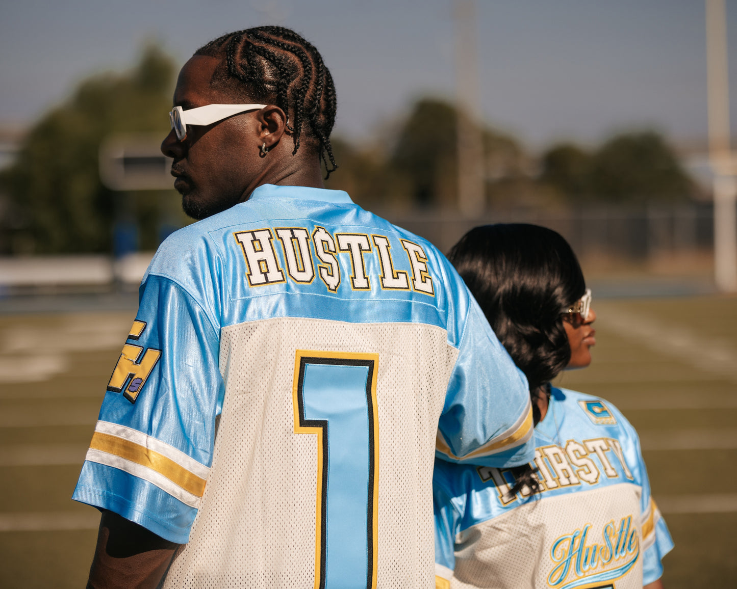 Cream and Columbia Blue Jersey