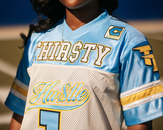 Cream and Columbia Blue Jersey